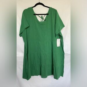Ellos Green Boxy Tunic with Tie Front
